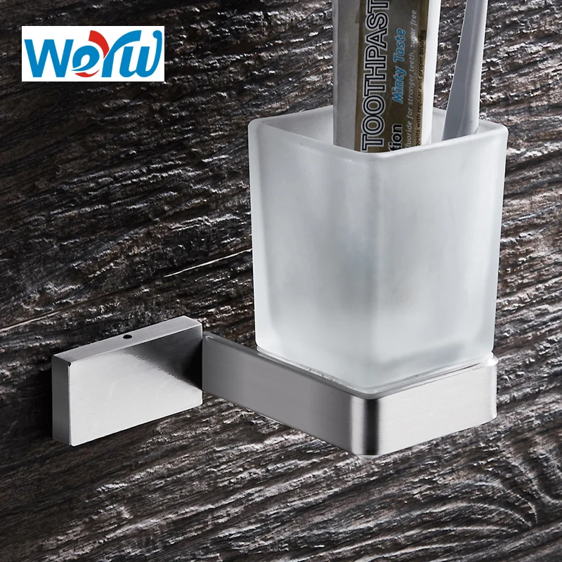 WEYUU Bathroom Accessories Toothbrush Cup Holders 304Stainless Steel Wall-mounted Toothpaste Glass Cup Square Chassis Nickel
WEYUU Bathroom Accessories Toothbrush Cup Holders 304Stainless Steel Wall-mounted Toothpaste Glass Cup Square Chassis Nickel