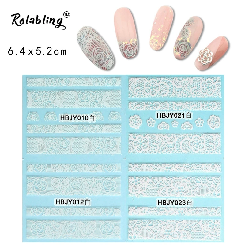 Rolabling 3D White Self-adhesive nail sticker Lace design Series Nail Sticker beauty flowder accessories
Rolabling 3D White Self-adhesive nail sticker Lace design Series Nail Sticker beauty flowder accessories