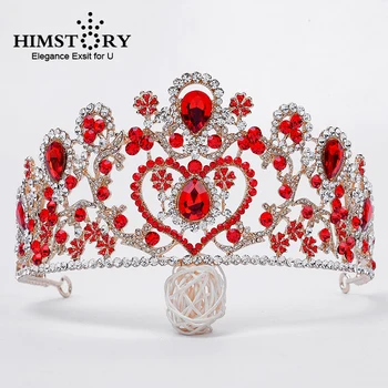 HIMSTORY Gorgeous Red Pageants Tiaras and Crowns Big Blue Rhinestone Queen Crown High Heart Crown Wedding Hair Accessories
HIMSTORY Gorgeous Red Pageants Tiaras and Crowns Big Blue Rhinestone Queen Crown High Heart Crown Wedding Hair Accessories