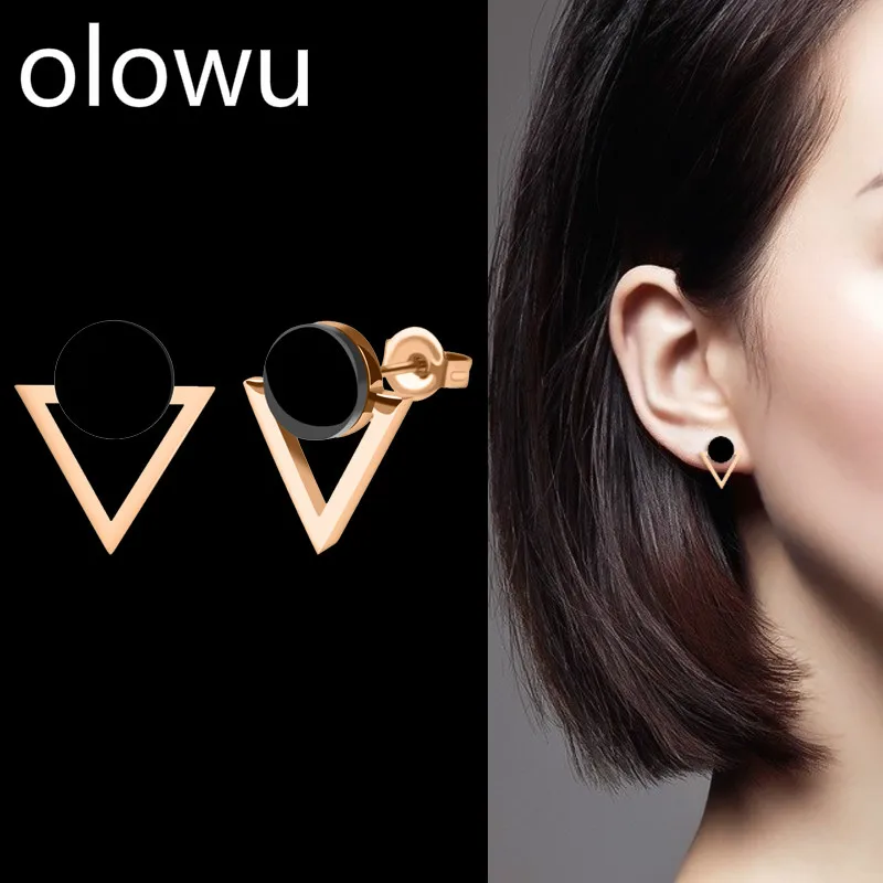 olowu Trendy Triangle Rould Black Stud Earrings Women Tiny Gold Silver Color Stainless Steel Earring Statement Ladies Party Gift
olowu Trendy Triangle Rould Black Stud Earrings Women Tiny Gold Silver Color Stainless Steel Earring Statement Ladies Party Gift
