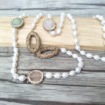 3 Strands Natural Pearl Beads Handmade Necklace,stone Pave Crystal Rhinestone beads Druzy Jewelry Necklace for women NK408
3 Strands Natural Pearl Beads Handmade Necklace,stone Pave Crystal Rhinestone beads Druzy Jewelry Necklace for women NK408
