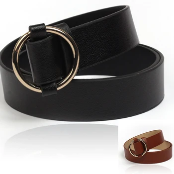Gold Round buckle belts female leisure jeans wild belt without pin metal buckle brown leather black strap belt women Leather
Gold Round buckle belts female leisure jeans wild belt without pin metal buckle brown leather black strap belt women Leather