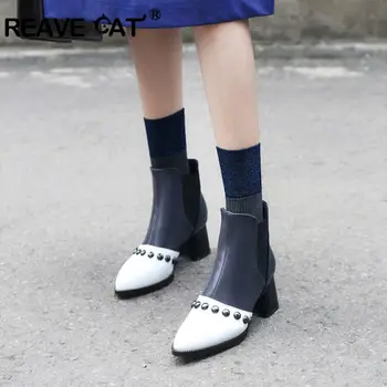 REAVE CAT Plus Size 48 Autumn Boots for Women Rivet Pointed toe Slip-on High Heel Shoes ankle boots female Botas Feminina B1042a 
REAVE CAT Plus Size 48 Autumn Boots for Women Rivet Pointed toe Slip-on High Heel Shoes ankle boots female Botas Feminina B1042a