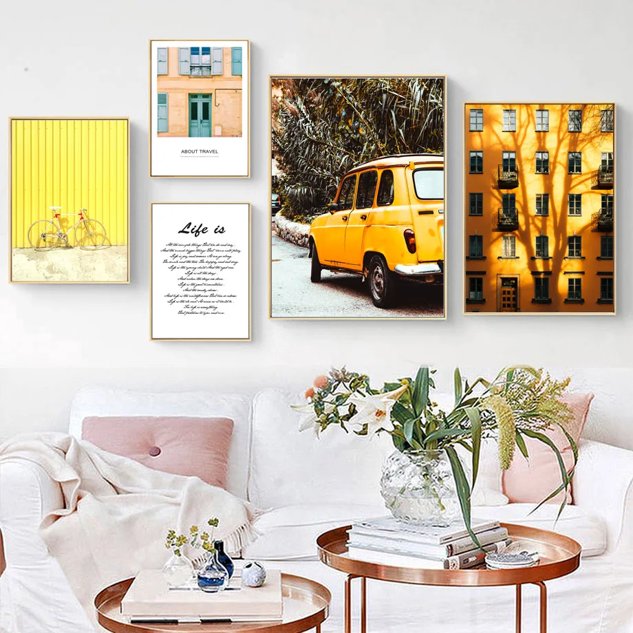 Yellow Car Building Bike Quotes Landscape Wall Art Canvas Painting Nordic Posters And Prints Wall Pictures For Living Room Decor
Yellow Car Building Bike Quotes Landscape Wall Art Canvas Painting Nordic Posters And Prints Wall Pictures For Living Room Decor