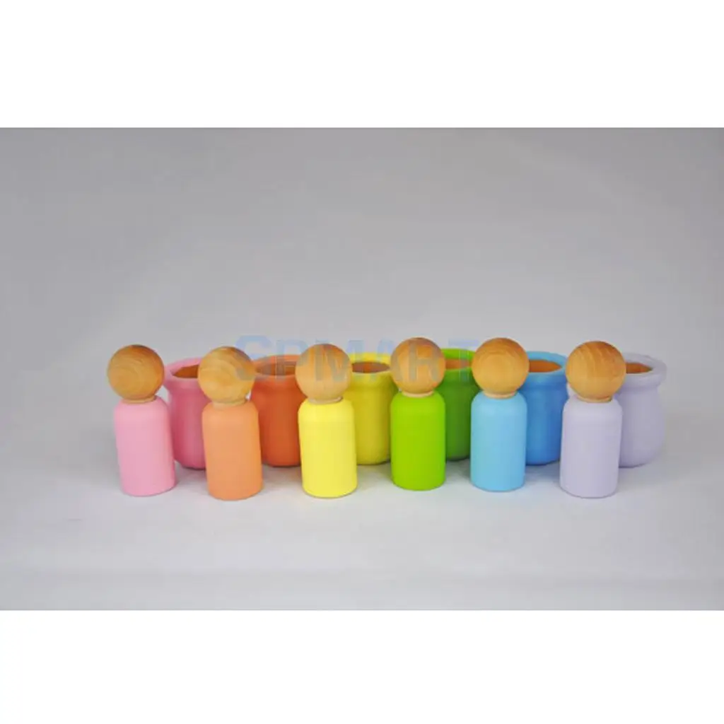 20pcs Wooden Family People Nesting Set Plain Unfinished Peg Dolls DIY Making Findings Cake Topper DIY Craft Kids Toy Gift