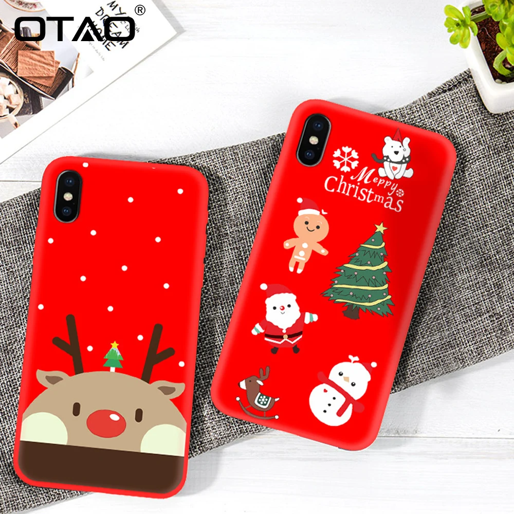 OTAO чехол для телефона с рождественским рисунком iphone XS MAX XR X 7 8 6 6S Plus ударопрочный