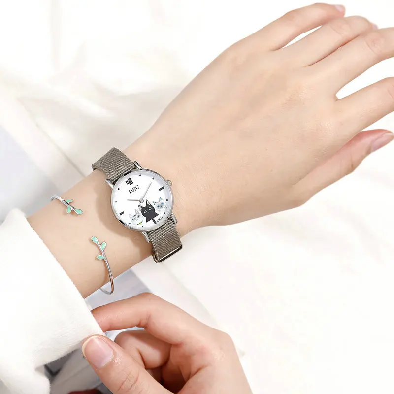 Women Quartz Wristwatches Black Cutie Sweet Cats Simple Casual Nylon Band Ladies Female Bracelet Bangle Wrist Watches Creativity
Women Quartz Wristwatches Black Cutie Sweet Cats Simple Casual Nylon Band Ladies Female Bracelet Bangle Wrist Watches Creativity