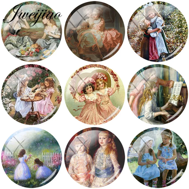 JWEIJIAO 5pcs Glass Cabochon Classic Two Sisters Art Painting Glass Dome Beads DIY Earrings Keychain Necklace Accessories
JWEIJIAO 5pcs Glass Cabochon Classic Two Sisters Art Painting Glass Dome Beads DIY Earrings Keychain Necklace Accessories