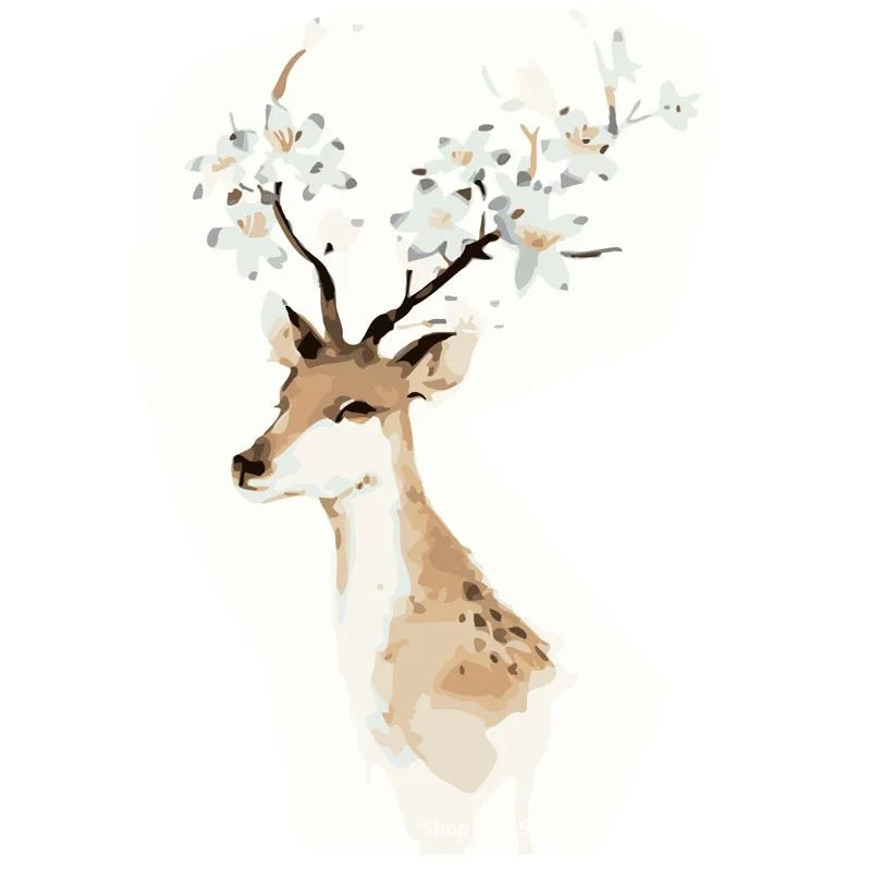 Digital oil painting wholesale hand-painted living room landscape decoration 40 * 50 deerhead flower and Naruto dancer | Дом и сад