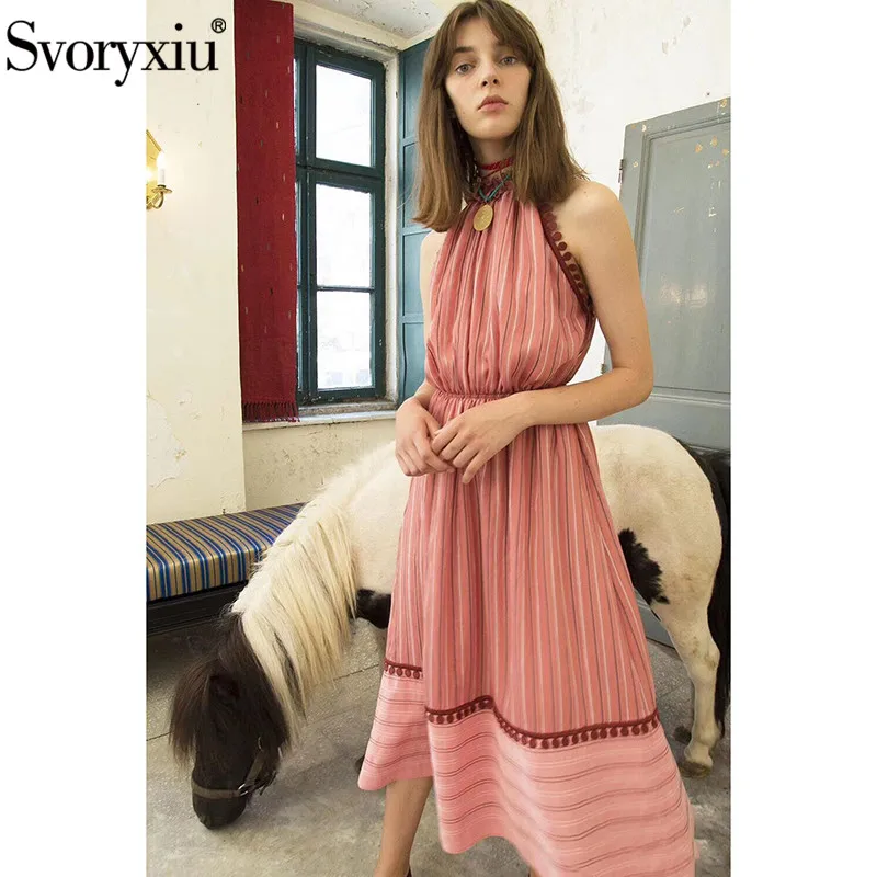 Svoryxiu Designer New Summer Stripe Dress Women's Elegant Rear Bow Collar Casual Party Midi Dress Vestdios
Svoryxiu Designer New Summer Stripe Dress Women's Elegant Rear Bow Collar Casual Party Midi Dress Vestdios