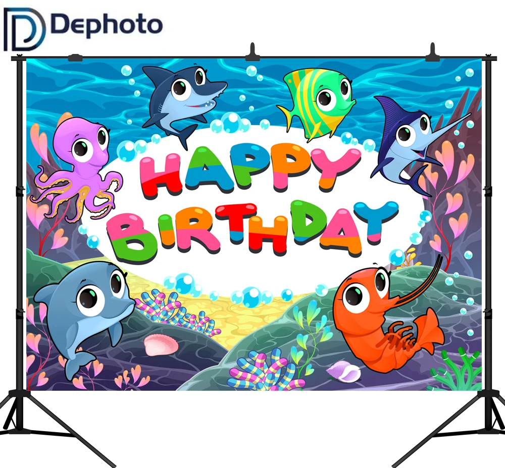 DePhoto Photography Background Undersea World Cute Shark Octopus Coral Backdrop Baby Happy Birthday Party Customize Photocall
DePhoto Photography Background Undersea World Cute Shark Octopus Coral Backdrop Baby Happy Birthday Party Customize Photocall