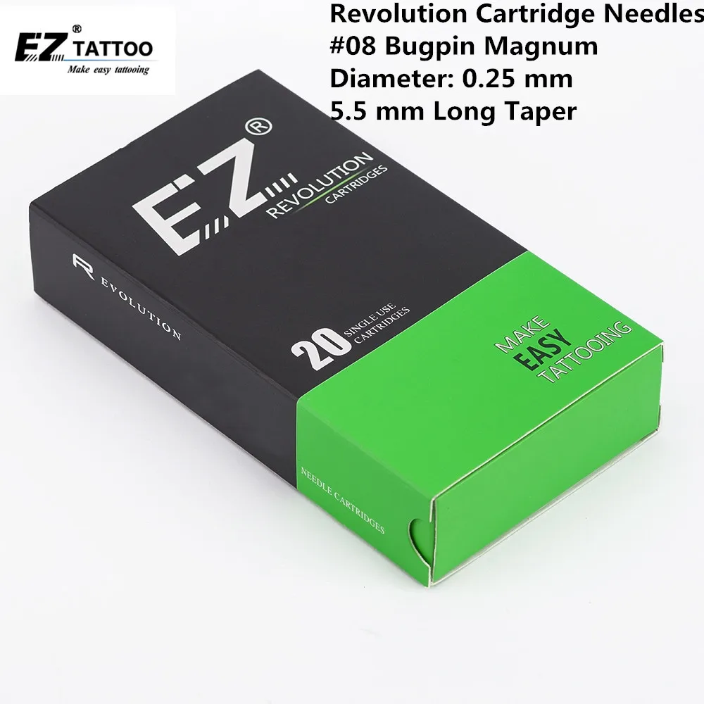 EZ New Revolution Needle Cartridge #08 Bugpin 5.5 mm L- Taper Magnum Tattoo Needle 20PCS/Box
EZ New Revolution Needle Cartridge #08 Bugpin 5.5 mm L- Taper Magnum Tattoo Needle 20PCS/Box