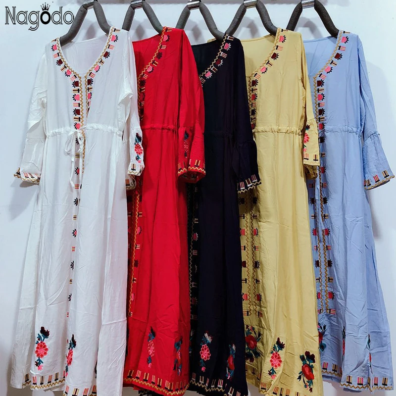 Nagodo Bohemian linen Dress 2019 Summer V-neck Long Sleeve Loose Floral Dresses Women Ethnic Holiday A-line Long Beach Dress
Nagodo Bohemian linen Dress 2019 Summer V-neck Long Sleeve Loose Floral Dresses Women Ethnic Holiday A-line Long Beach Dress