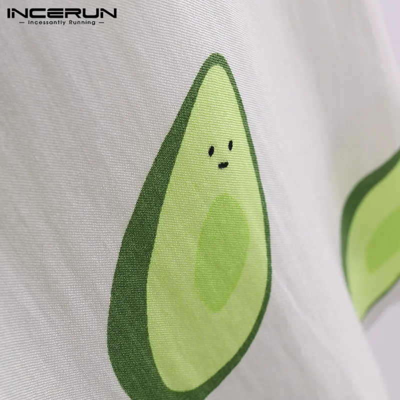 INCERUN New Fashion Summer Hawaiian Men Shirt Avocado Print Lapel 2019 Streetwear Casual Holiday Personality Camisa Masculina7