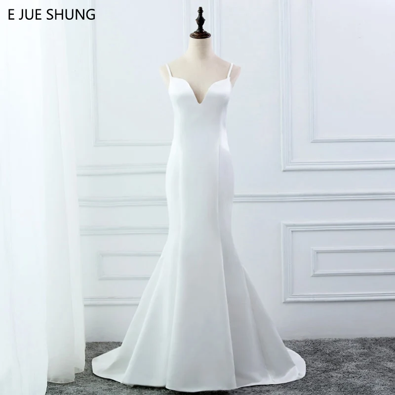 E JUE SHUNG White Simple Summer Mermaid Wedding Dresses V-neck Spaghetti Straps Backless Boho Wedding Gowns robe de mariage
E JUE SHUNG White Simple Summer Mermaid Wedding Dresses V-neck Spaghetti Straps Backless Boho Wedding Gowns robe de mariage