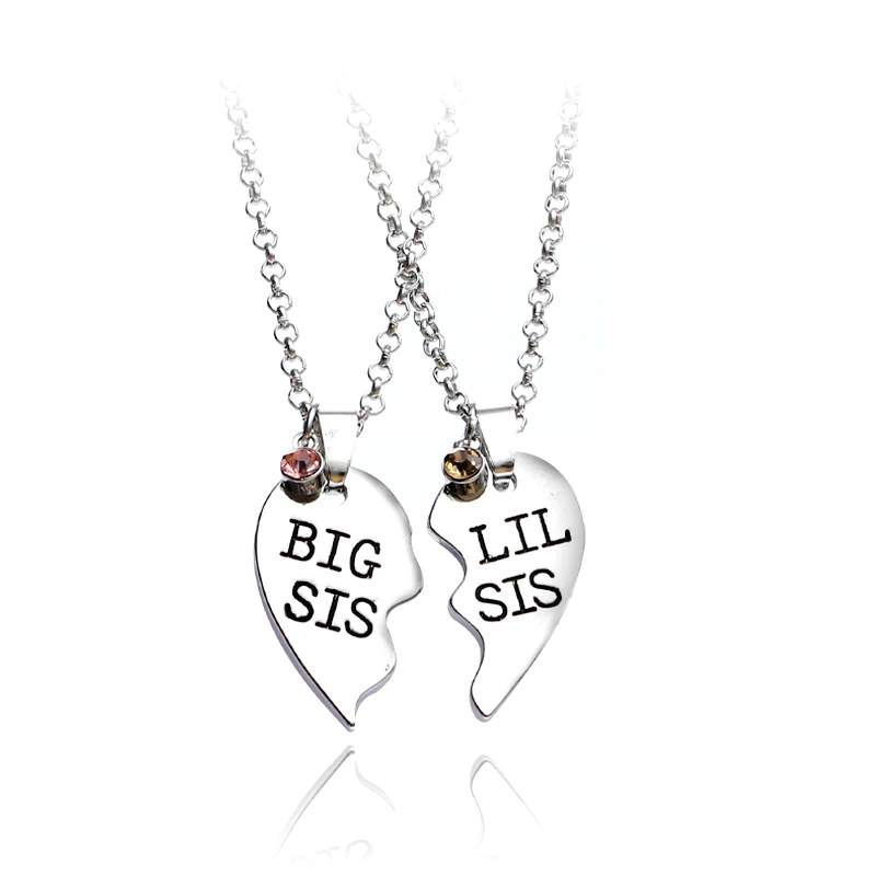 2pcs/set Heart Big SIS LIL SIS Necklace For 2 Handstamped BFF Couple Chains Pendant Family Necklace Engraved Girl Sister
2pcs/set Heart Big SIS LIL SIS Necklace For 2 Handstamped BFF Couple Chains Pendant Family Necklace Engraved Girl Sister