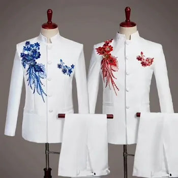 Men's fashion embroidered Chinese suit two-piece suit (jacket + pants) men's business suits support custom wedding groom dress
Men's fashion embroidered Chinese suit two-piece suit (jacket + pants) men's business suits support custom wedding groom dress