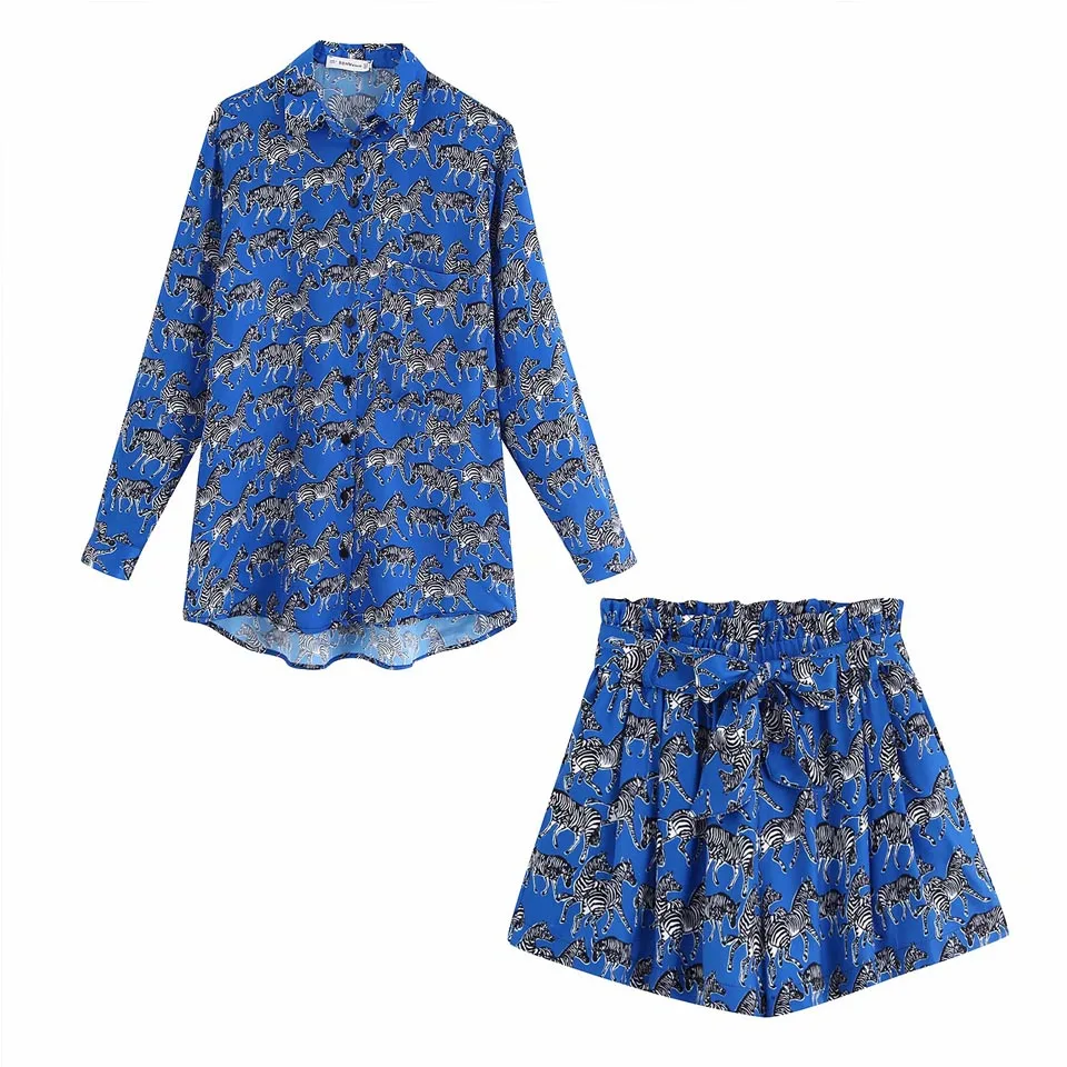Women 2019 Summer Two pieces Sets Suits Long Sleeve Print Shirt Tops and Sashes Shorts Female Fashion Sweet 2 pieces Set Clothes
Women 2019 Summer Two pieces Sets Suits Long Sleeve Print Shirt Tops and Sashes Shorts Female Fashion Sweet 2 pieces Set Clothes