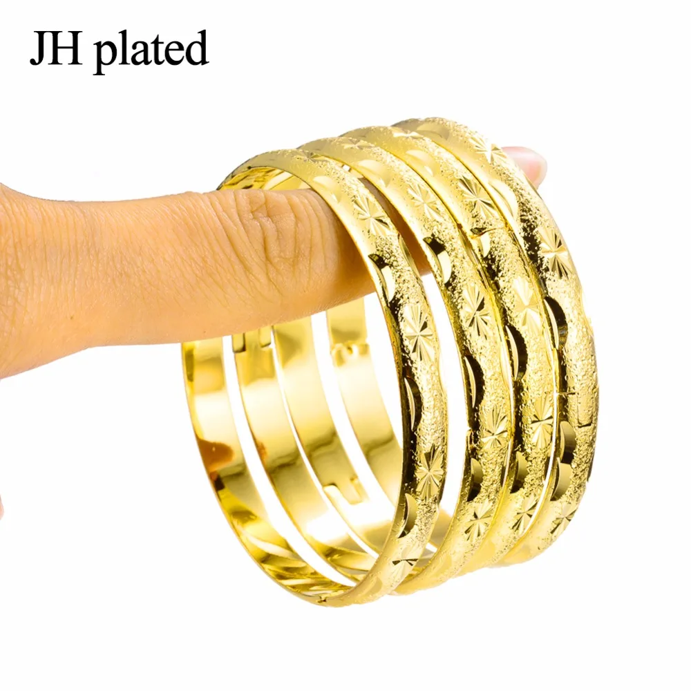 Фото JHplated 4 Pieces Gold Color Fashion Bangle for Women/Girls Arab Dubai Bracelet Jewelry Ethiopian Africa | Украшения и аксессуары
