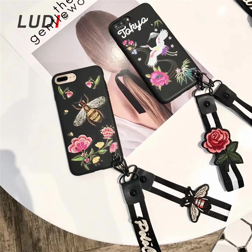 LUDI 3D Flower Bee & Crane Wrist Neck Strap Phone Case for iPhone X 7 7plus Soft PU Hipster Cover for iPhone 6 6Plus 6s 6sPlus
LUDI 3D Flower Bee & Crane Wrist Neck Strap Phone Case for iPhone X 7 7plus Soft PU Hipster Cover for iPhone 6 6Plus 6s 6sPlus