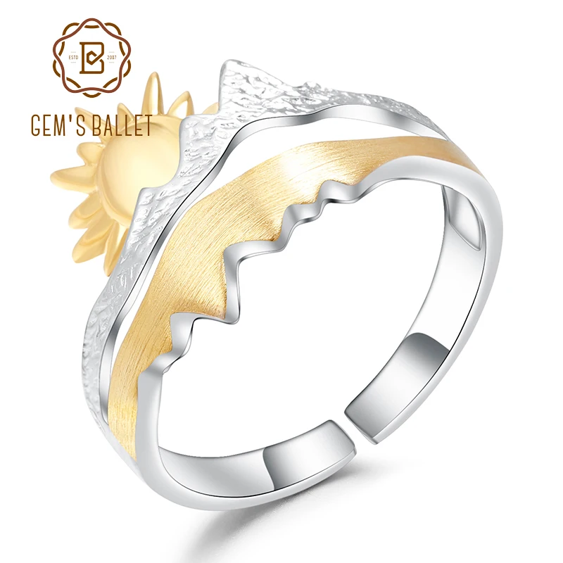 GEM'S BALLET Gold Plated Sun 925 Sterling Silver Wedding Band Ring Original Adjustable Open Ring For Men Engagement Fine Jewelry
GEM'S BALLET Gold Plated Sun 925 Sterling Silver Wedding Band Ring Original Adjustable Open Ring For Men Engagement Fine Jewelry