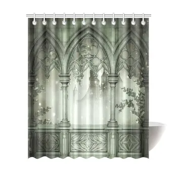 Palace Balcony Terrace with Fog Scene Fabric Bathroom Decor Shower Curtain Set with Hooks, Gray
Palace Balcony Terrace with Fog Scene Fabric Bathroom Decor Shower Curtain Set with Hooks, Gray