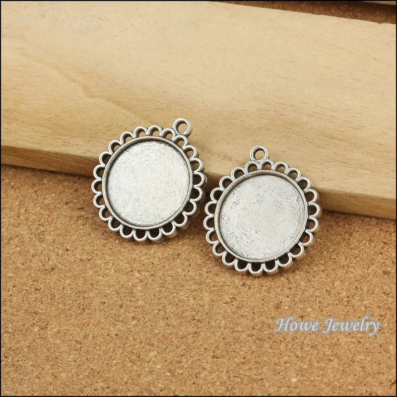 

35pcs silver tone plated round Cameo/Cabochon frame pendant fit for necklaces & pendants DIY jewelry Accessories B077
