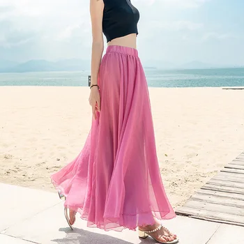 Summer Maxi Skirt Women Candy Color Elastic High Waist Chiffon Skirt Female Falda Elegant A-Line Ankle-Length Beach Long Skirt
Summer Maxi Skirt Women Candy Color Elastic High Waist Chiffon Skirt Female Falda Elegant A-Line Ankle-Length Beach Long Skirt