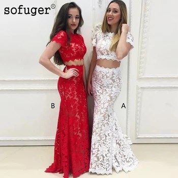 Red Sexy Lace Mermaid Scoop Prom Dresses Cap Sleeves Two Pieces Party Evening Dress Vestidos De Festa
Red Sexy Lace Mermaid Scoop Prom Dresses Cap Sleeves Two Pieces Party Evening Dress Vestidos De Festa