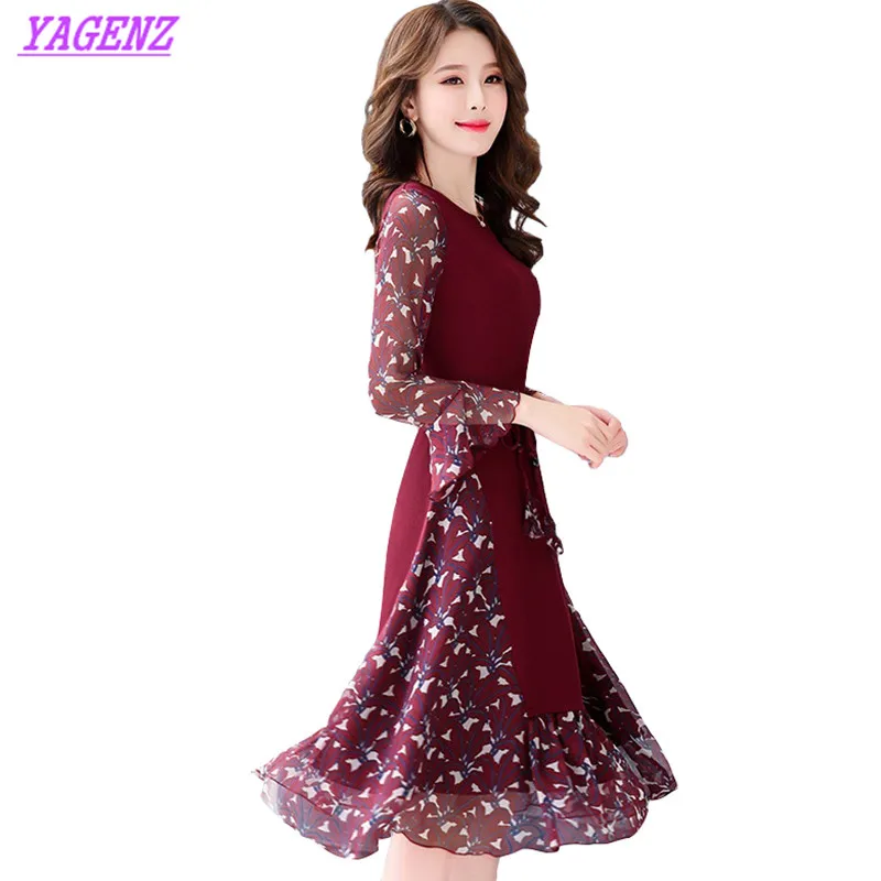 New Spring Floral Chiffon Dress Fashion Women Slim Round neck Nine points sleeve Dress Elegant Ladies Hedging Ruffle Dress B618
New Spring Floral Chiffon Dress Fashion Women Slim Round neck Nine points sleeve Dress Elegant Ladies Hedging Ruffle Dress B618