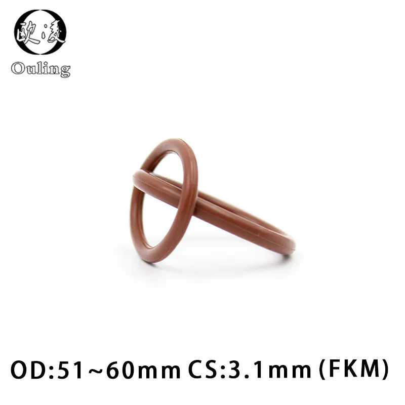 

2PCS/lot Fluorine rubber Ring Brown FKM O ring Seal CS:3.1mm OD51/52/53/54/55/56/57/58/60mm Rubber ORing Seal OilRing Gasket