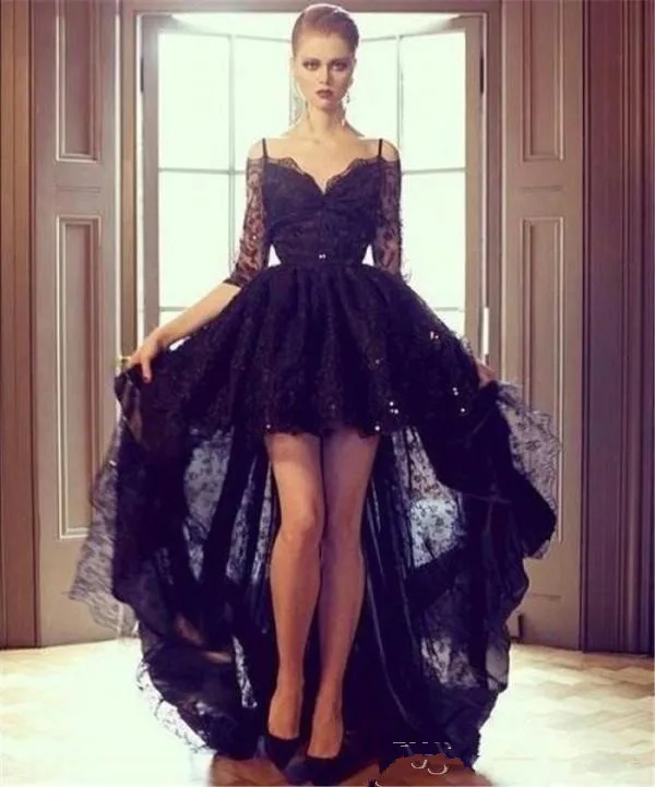 2020 Black Lace Hi Lo Evening Formal Dresses Sexy Off Shoulder High Low Long Sleeve Prom Party Dress Quality
2020 Black Lace Hi Lo Evening Formal Dresses Sexy Off Shoulder High Low Long Sleeve Prom Party Dress Quality