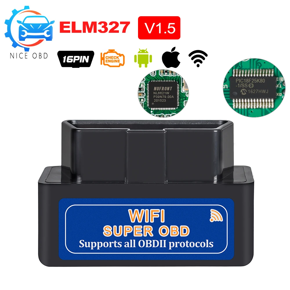 ELM327 V1.5 WIFI/Bluetooth/USB PIC18F25K80 chip OBD2 Diagnostic Code Reader Scanner Tool mini ELM 327 for Android/iOS/Windows
ELM327 V1.5 WIFI/Bluetooth/USB PIC18F25K80 chip OBD2 Diagnostic Code Reader Scanner Tool mini ELM 327 for Android/iOS/Windows