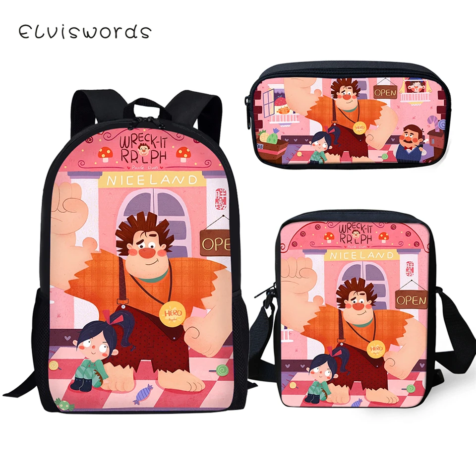 ELVISWORDS Cartoon Children School Backpack Wreck-It Ralph Pattern Kids Travel Backpack Toddler Boys Girls 3PCs School Book Bag 
ELVISWORDS Cartoon Children School Backpack Wreck-It Ralph Pattern Kids Travel Backpack Toddler Boys Girls 3PCs School Book Bag