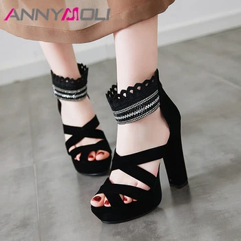 ANNYMOLI Women Shoes Summer Sandals Crystal Platform Thick Heels Shoes Zipper Extreme High Heel Ankle Wrap Sandals Plus Size 43
ANNYMOLI Women Shoes Summer Sandals Crystal Platform Thick Heels Shoes Zipper Extreme High Heel Ankle Wrap Sandals Plus Size 43