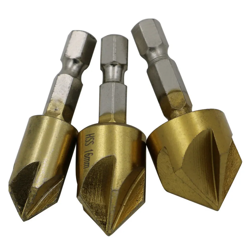 Drill Bit HSS Hand Tools 3pcs Single Flute Chamfer Metric Titanium Countersink Drill Bit Set 12 - 19mm Countersink Woodworking
Drill Bit HSS Hand Tools 3pcs Single Flute Chamfer Metric Titanium Countersink Drill Bit Set 12 - 19mm Countersink Woodworking
