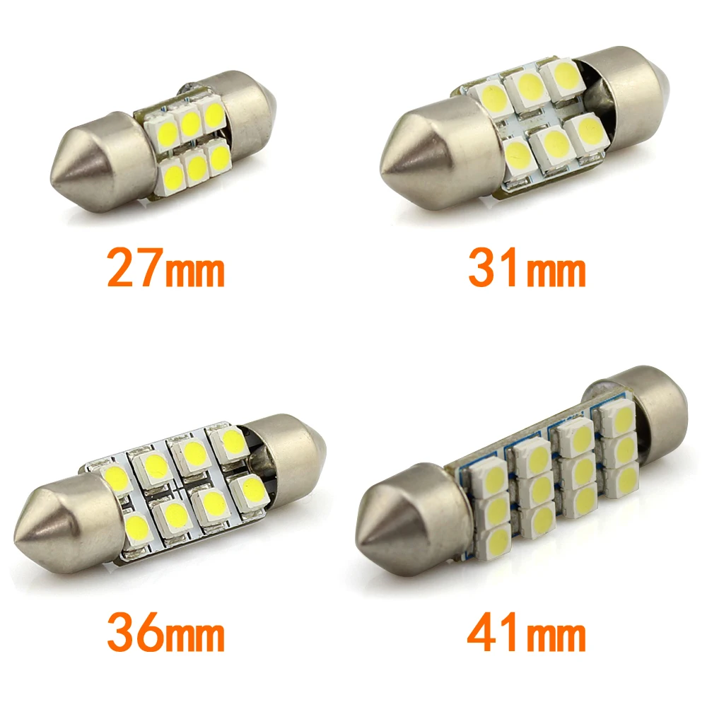 

27mm 31mm 36mm 42mm Festoon Dome Light 0.5W 0.7W 1W 12V DC Car lamp 120LM 3528 SMD White Warm White Blue for Map Parking lights