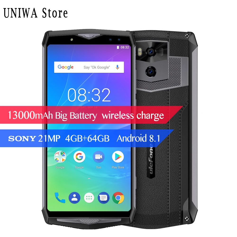 Android 8.1 6.0" Mobile Phone Wireless Charge Smartphone FHD MTK6763 Octa Core 4GB+64GB 21MP Face ID 13000mAh Ulefone Power 5s
Android 8.1 6.0" Mobile Phone Wireless Charge Smartphone FHD MTK6763 Octa Core 4GB+64GB 21MP Face ID 13000mAh Ulefone Power 5s