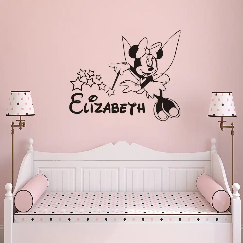 Personalized Minnie Mouse Wall Decal Fairy Vinyl Wall Art Sticker