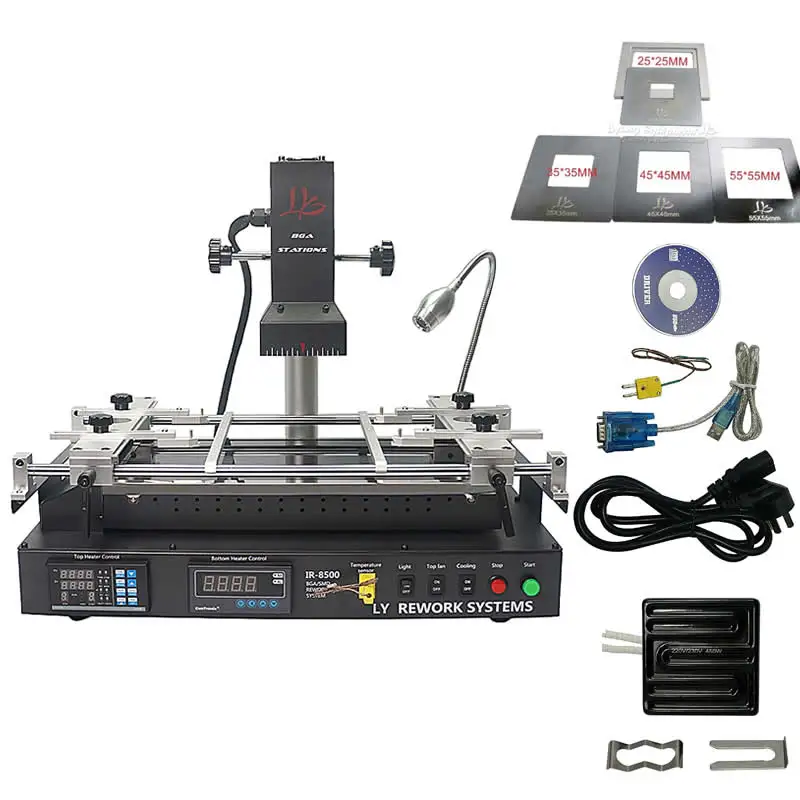 BGA soldering rework station IR8500 welding repair machine SMT SMD chip maintain with CE file
BGA soldering rework station IR8500 welding repair machine SMT SMD chip maintain with CE file
