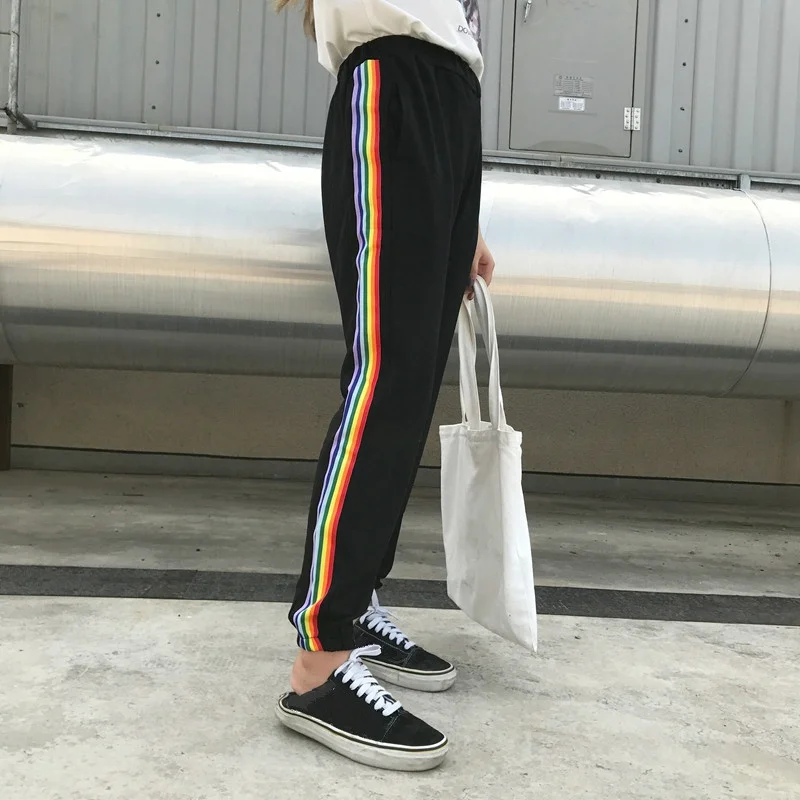Harajuku Pants Women Summer Rainbow Side Stripe Elastic High Waist Pants Harem Pants New Fashion Trousers Casual Full Length
Harajuku Pants Women Summer Rainbow Side Stripe Elastic High Waist Pants Harem Pants New Fashion Trousers Casual Full Length