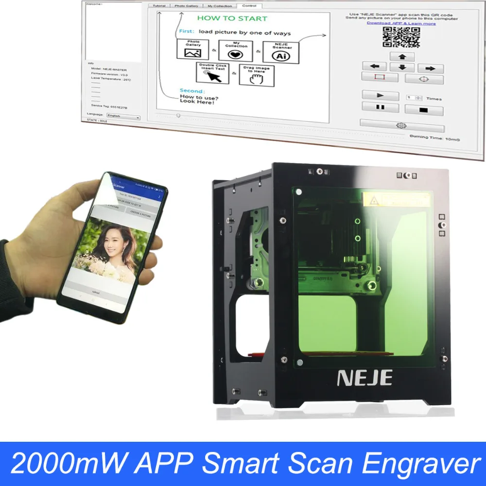 NEJE 2000mW 405nm Laser Engraving Machine AI Smart DIY USB Mini CNC Wood Router Portable Battery Engraver
NEJE 2000mW 405nm Laser Engraving Machine AI Smart DIY USB Mini CNC Wood Router Portable Battery Engraver
