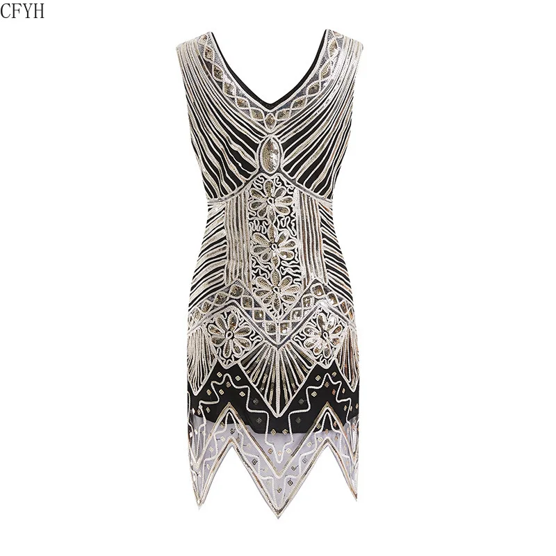 1920s Great Gatsby Dress Glitter Woman V Neck Roaring paillette Dresses Retro Sequin Flapper Black Party Mini Dress Vestido
1920s Great Gatsby Dress Glitter Woman V Neck Roaring paillette Dresses Retro Sequin Flapper Black Party Mini Dress Vestido