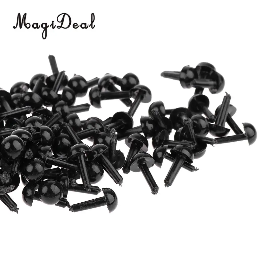 200 Pieces Black Plastic Safety Eyes for Teddy Bear Doll Plush Animal Toys Card Making Home Decor Crafts