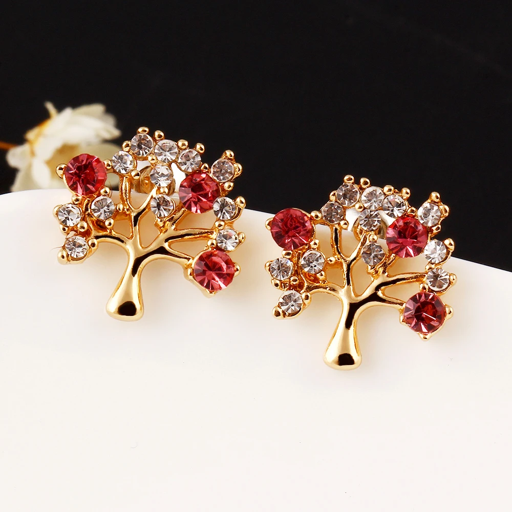 Fashion Crystal Zircon Earrings Big For Women Tree Shape Statement Silver Color Stud Earring 2019 New jewelry Female | Украшения и