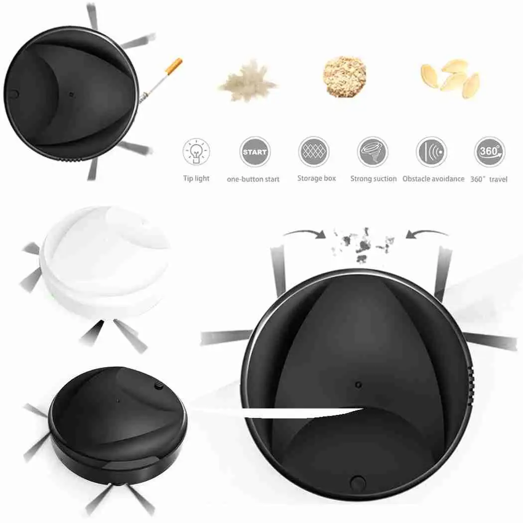 Mini Robot Vacuum Cleaner USB Charging Type Random Path Automatic Smart Sweeping Robot Home Sweeping Machine White Black
Mini Robot Vacuum Cleaner USB Charging Type Random Path Automatic Smart Sweeping Robot Home Sweeping Machine White Black
