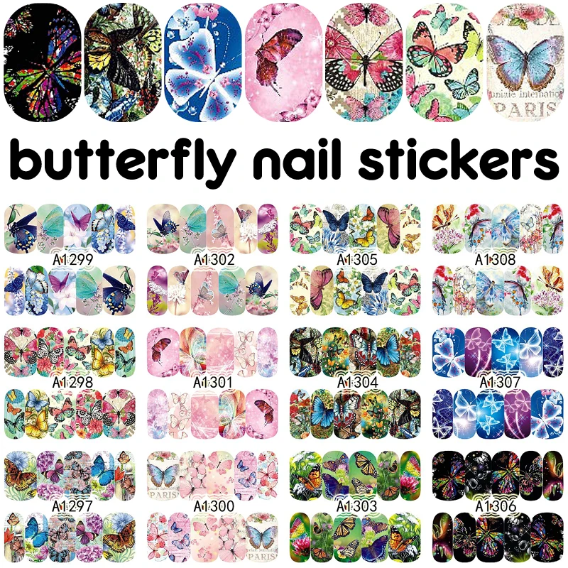 12 sheets mixed designs full cover water transfer nail art decorations stickers beauty butterfly nails manicure tools 1297
12 sheets mixed designs full cover water transfer nail art decorations stickers beauty butterfly nails manicure tools 1297