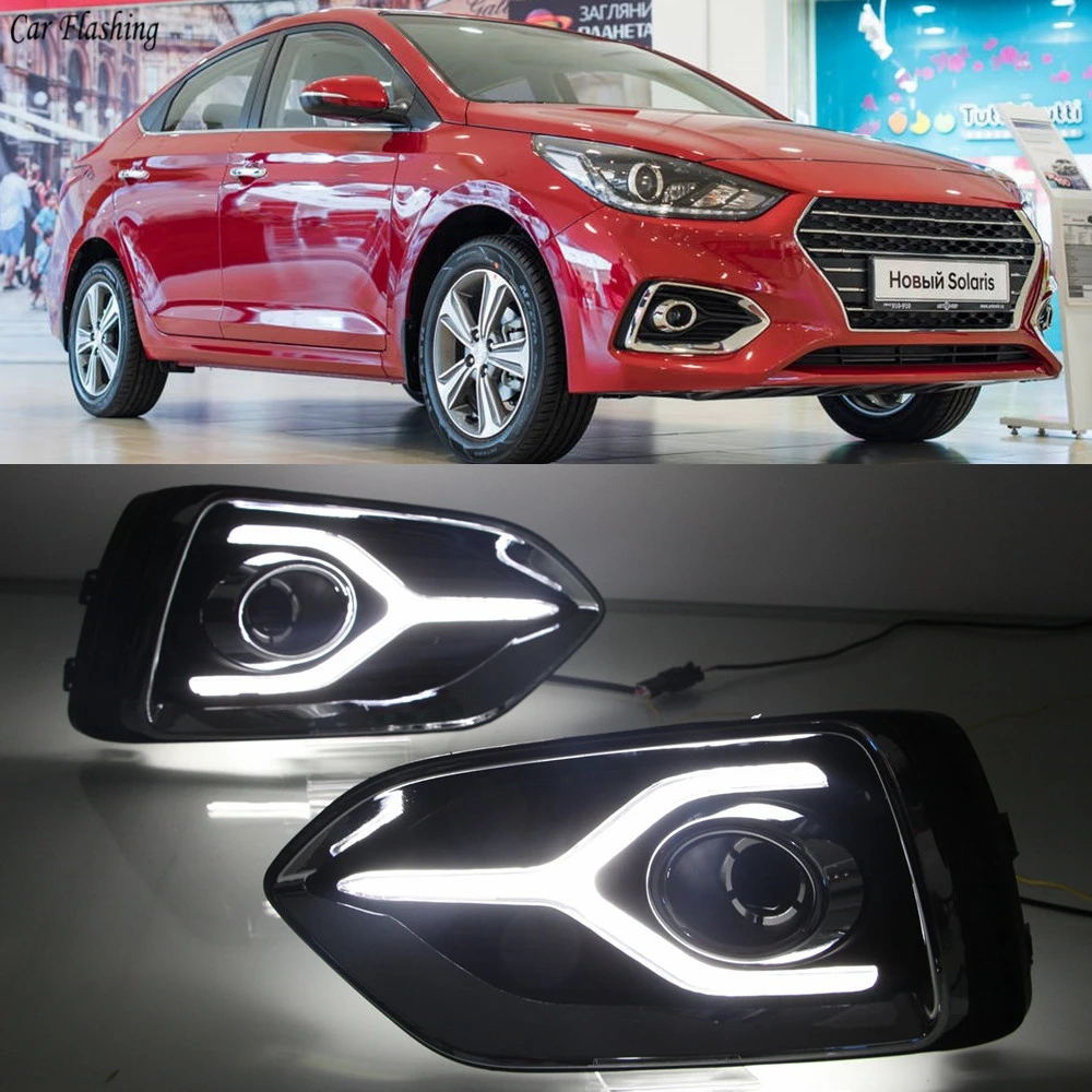 Car flashing 2PCS LED DRL Daytime Running Light Fog Lamp with Turn Signal Function For Hyundai Accent Solaris 2017 2018 2019
Car flashing 2PCS LED DRL Daytime Running Light Fog Lamp with Turn Signal Function For Hyundai Accent Solaris 2017 2018 2019