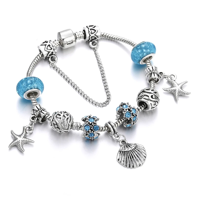 New Light Blue Cool Bracelet for Women Crystal Heart Shell Bead Charm Bracelets Bangles Fashion Summer Beach Wrist Chain Jewelry
New Light Blue Cool Bracelet for Women Crystal Heart Shell Bead Charm Bracelets Bangles Fashion Summer Beach Wrist Chain Jewelry