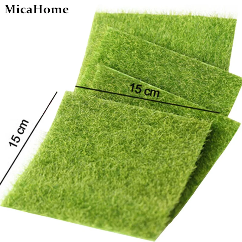 Image 10pcs Nearly Natural Grass Mat Green Artificial Lawns 15x15cm Turf Carpets Fake Sod Home Garden Moss For Floor Decoration